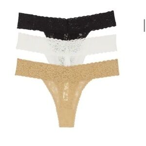 NWT Nordstrom BP Legit Lace Thong Pack of 3 Black White Beige